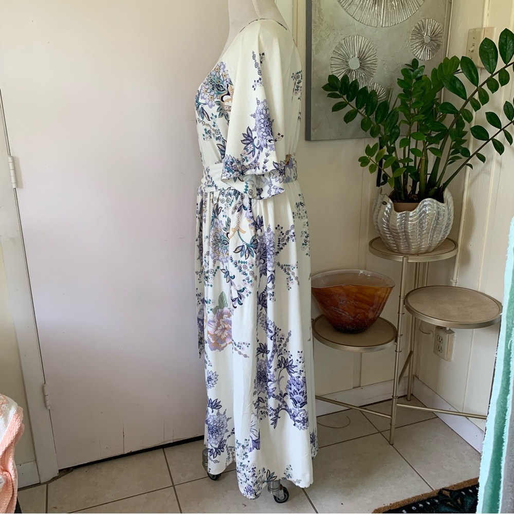NWT Calypso St. Barth Linen blend  printed maxi belted dress size L - Picture 3 of 13